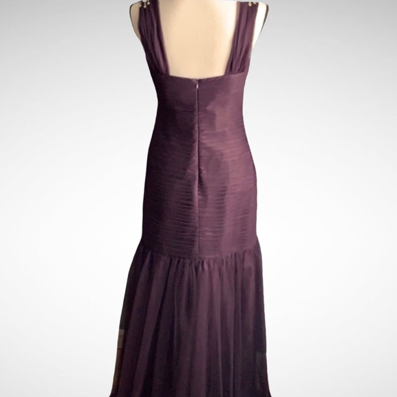 Alfred Angelo Deep Plum Purple Lined Mermaid Gown With Appliqué NEW - Picture 2 of 10